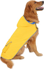 Reversible Hooded Raincoat Poncho Jacket for Dogs - Yellow, Size Large