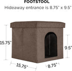 Cozy Coconut Brown Indoor Cat & Small Dog House - Collapsible Footstool Condo with Plush Toy