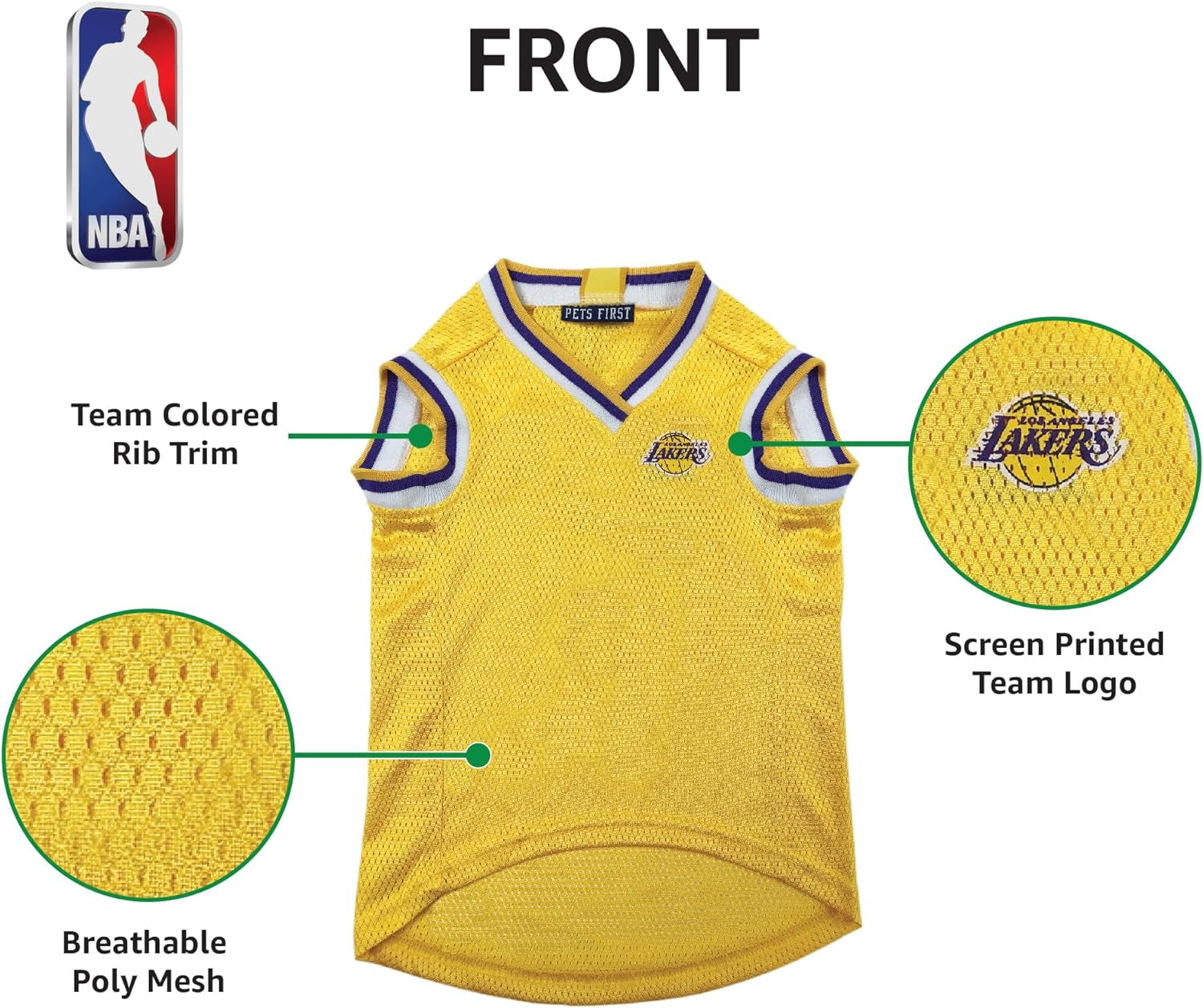 Los Angeles Lakers NBA Dog Jersey - Large Pet Basketball Tank Top