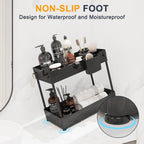 Maximize Your Space with Our Stylish Under Sink Organizer Set! 🖤✨ Perfect for Kitchen & Bathroom - 2 Pack with Hooks!