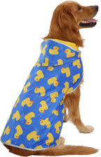 Reversible Hooded Raincoat Poncho Jacket for Dogs - Yellow, Size Large