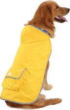 Reversible Hooded Raincoat Poncho Jacket for Dogs - Yellow, Size Large