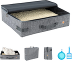 Portable Cat Travel Litter Box with Zippered Lid 