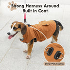 Professional Dog Coats with Integrated Harness for Small Breeds - Windproof and Insulated Winter Jacket with Storage Pockets - Bright Beige, Size M