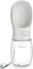 Portable Leak-Proof Dog Water Bottle with Feeder, 12oz - Travel-Friendly Design in Milk White