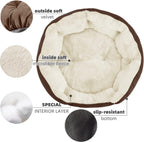 20-Inch Indoor Small Dog and Cat Bed, Ultra-Soft, Machine Washable, Anti-Slip, Water-Resistant Oxford Base, Brown