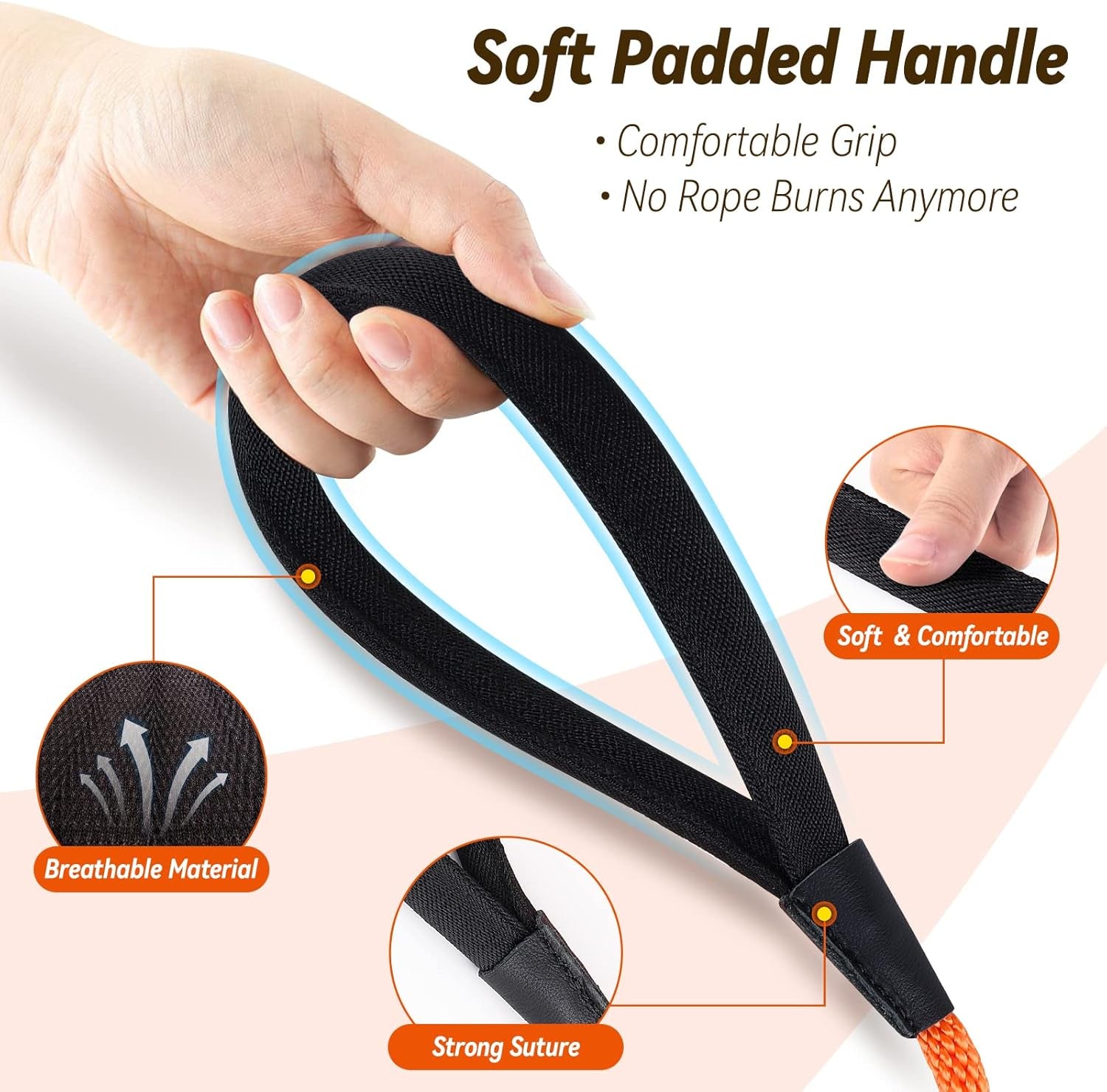 Professional Dog Training Check Cord with Ergonomic Handle, Available in 10Ft, 15Ft, 30Ft, and 50Ft for All Dog Sizes