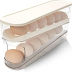 Auto-Rolling Egg Organizer for Refrigerators, Space-Saving Egg Dispenser, Home Storage Solution, 1 Pack