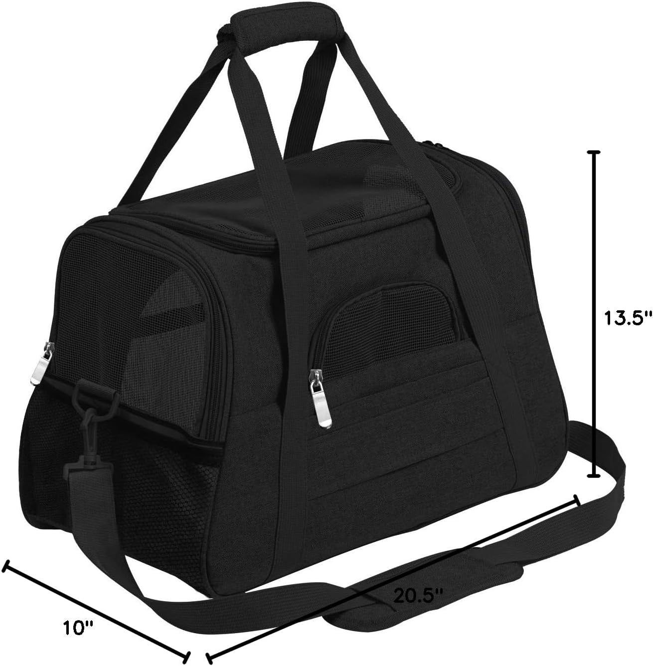 Medium Soft-Sided Travel Carrier for Dogs and Cats - Collapsible Pet Crate (20.5" W x 13.5" H x 10" D)