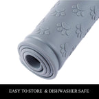 Silicone Waterproof Pet Feeding Mat with Raised Edges, Nonslip Design for Food and Water Spill Protection, 18.9 x 11.8 Inches, Grey