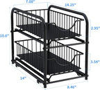 Maximize Your Space with Our 2-Tier Stackable Pull-Out Organizer – Perfect for Under Sink, Pantry, and Desktop! 🖤✨