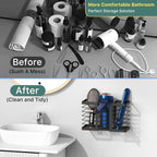 Ultimate 3-In-1 Hair Dryer Holder & Tool Organizer - Adjustable Wall-Mounted Storage for Blow Dryers, Flat Irons, and Curling Irons