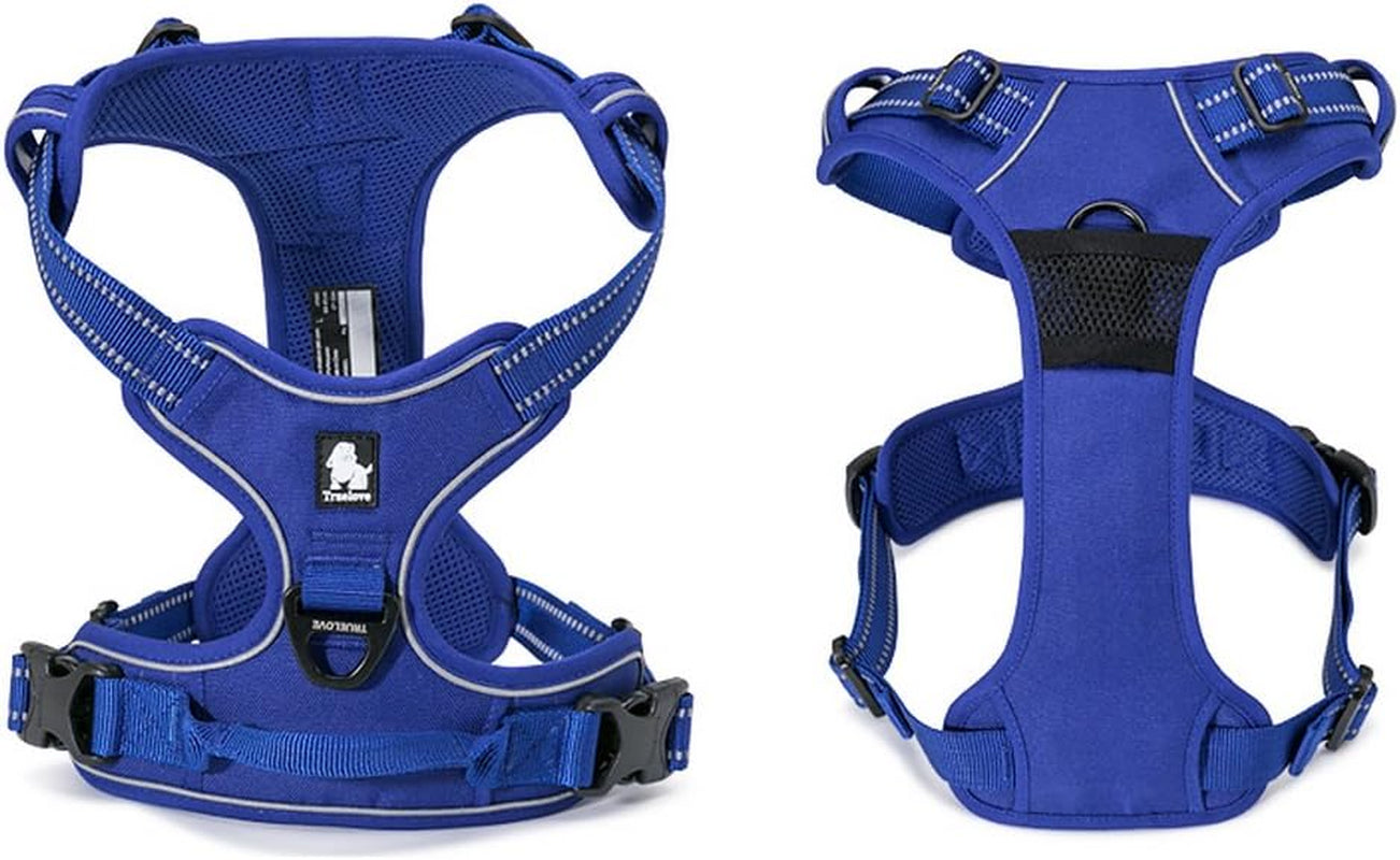 Adjustable No-Pull Reflective Dog Harness - Comfortable Control Vest in Royal Blue, Size L for Ultimate Comfort and Safety