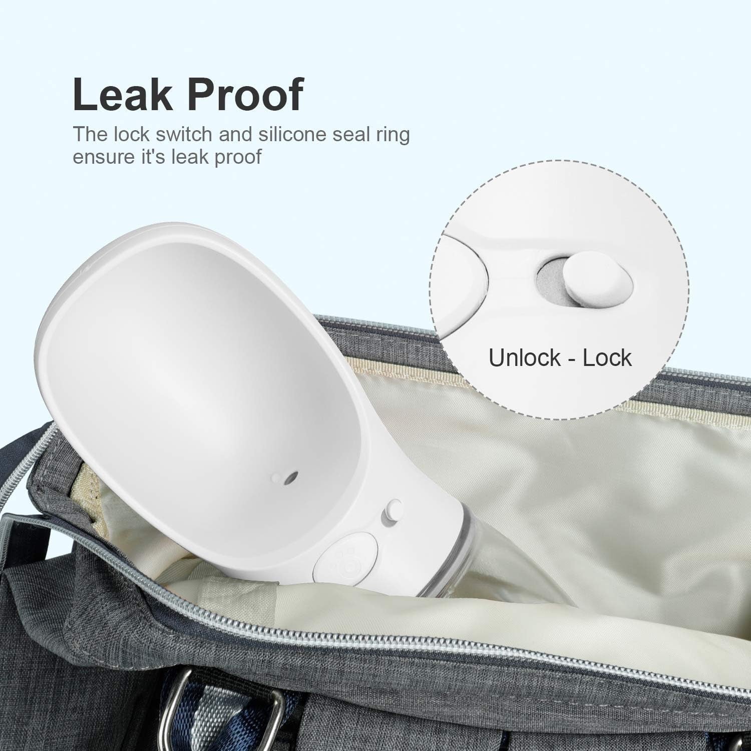 Portable Leak-Proof Dog Water Bottle with Feeder, 12oz - Travel-Friendly Design in Milk White