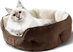 20-Inch Indoor Small Dog and Cat Bed, Ultra-Soft, Machine Washable, Anti-Slip, Water-Resistant Oxford Base, Brown